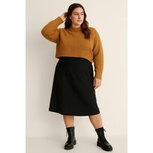 H&M Alpaca Wool Blend Cropped Sweater XXL Brown Camel Textured Knit‎ Cozy Soft